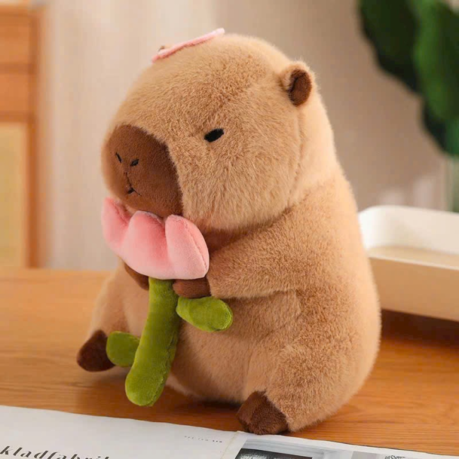 Capybara Ôm Hoa 35cm